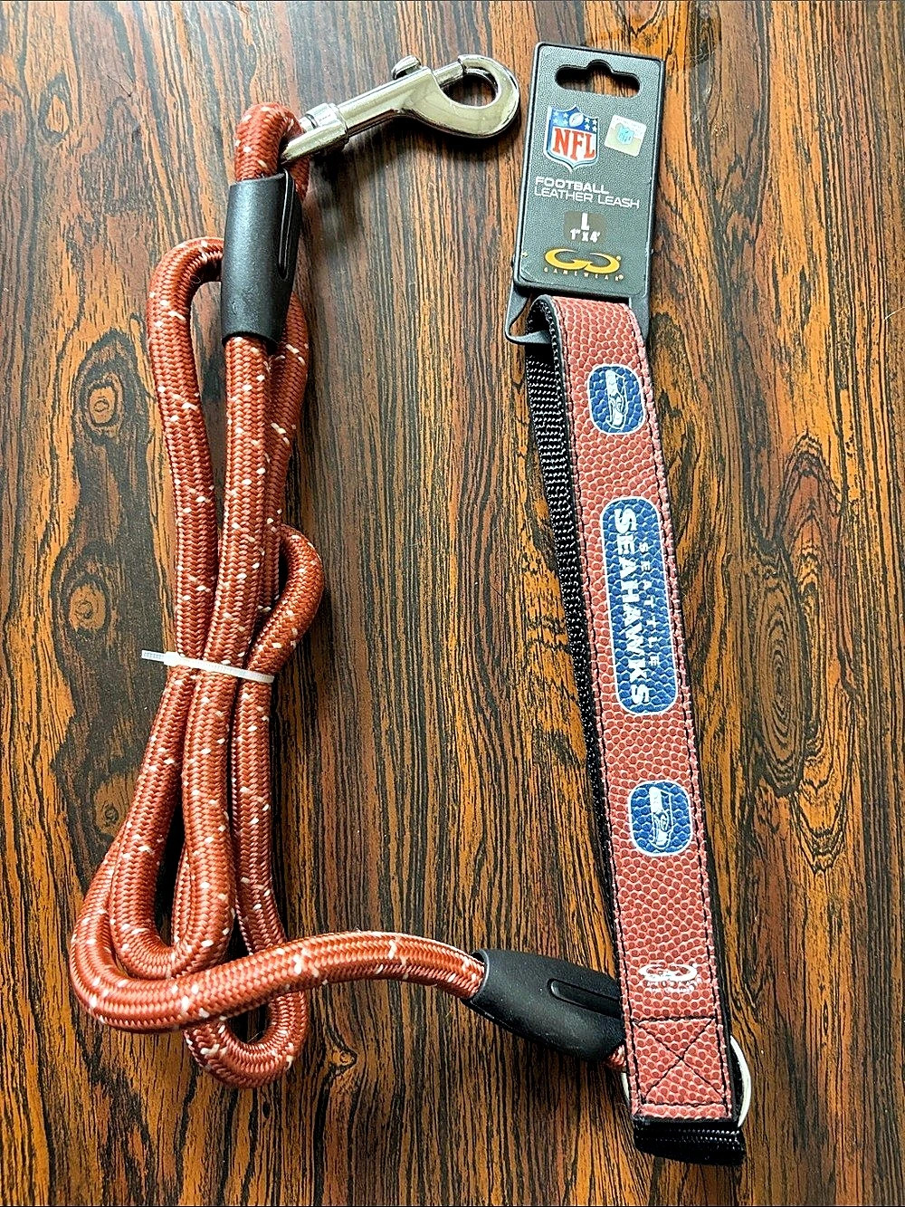 GameWear NFL Football Leather Leash Dog Leash L 4' NWT